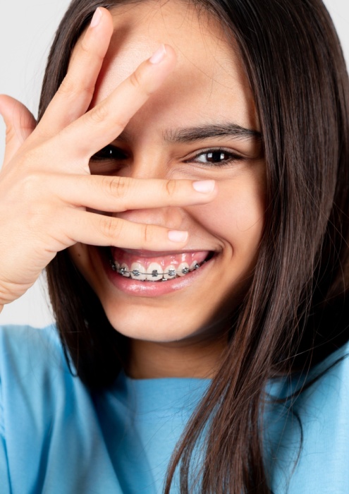 young girl with braces