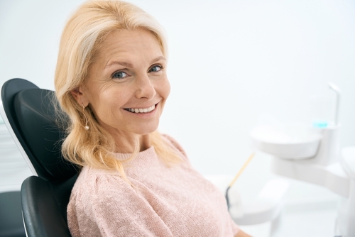 older woman at the dentist