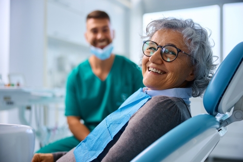 older woman at the dentist